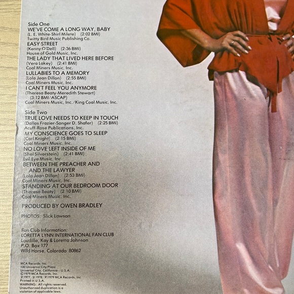 VTG Vinyl Loretta Lynn We’ve Come a Long Way, Baby LP Record 70s 80s Country - Picture 5 of 11